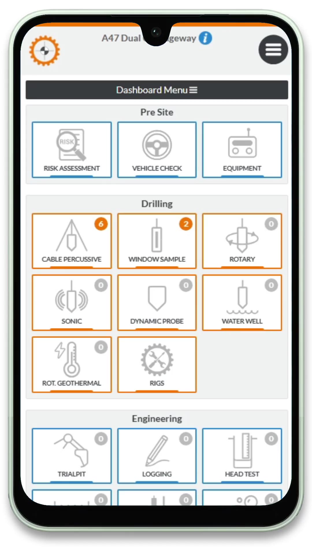 Drillit Logs app dashboard